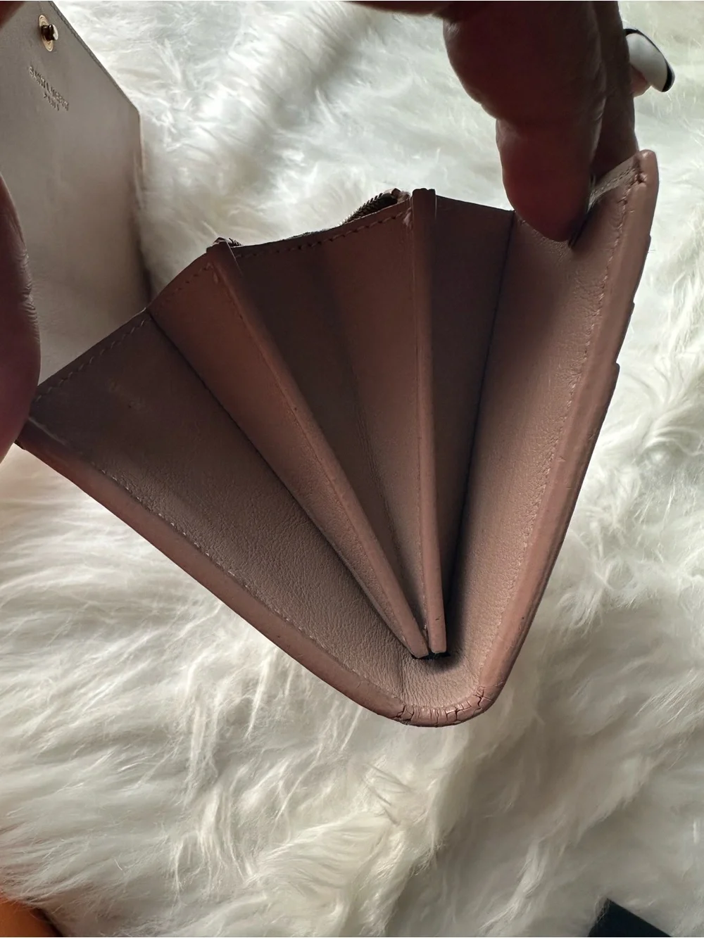 Saint Laurent YSL Beige Leather Wallet Convertible Chain Crossbody
